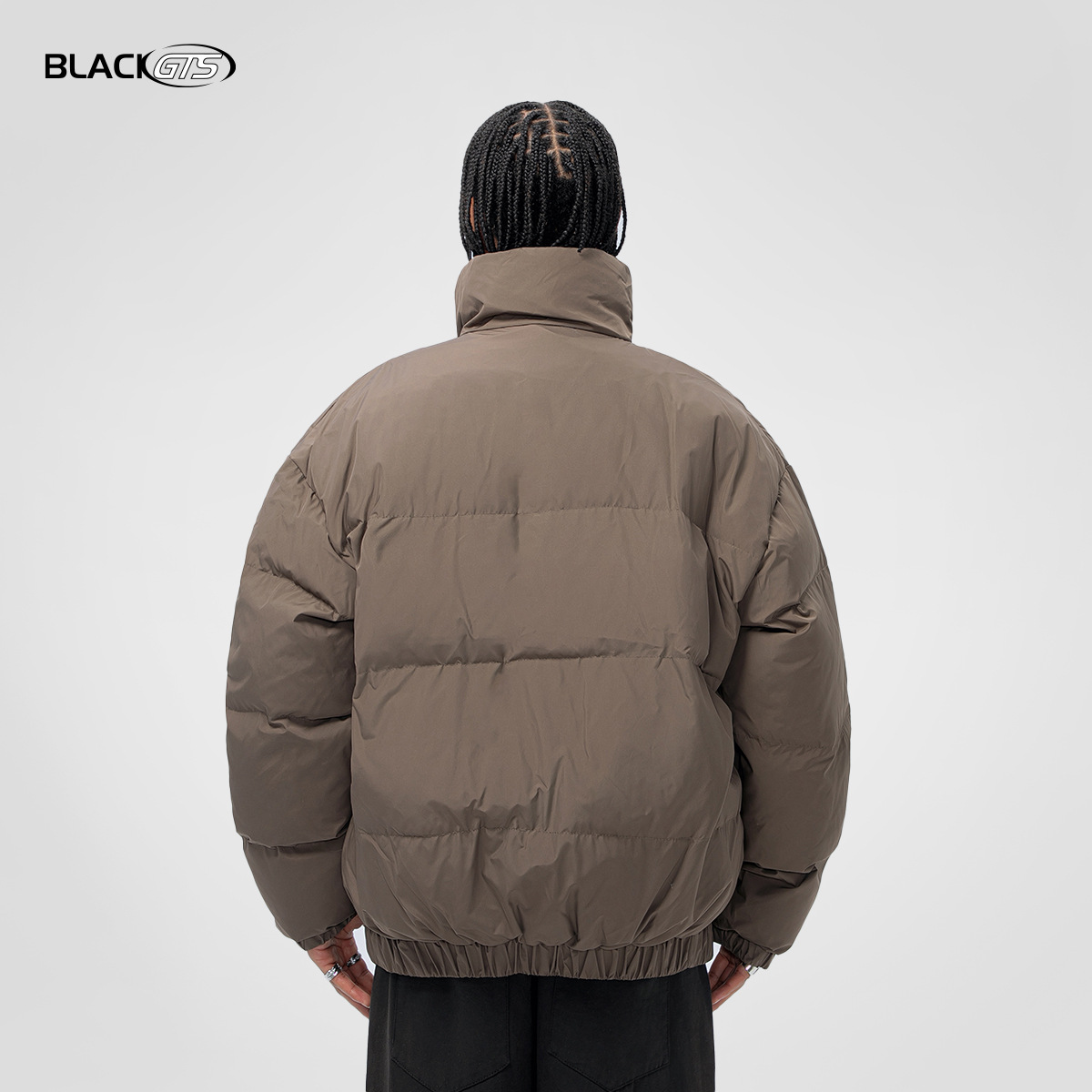 GTS otoño e invierno marca de moda estadounidense ropa de algodón acolchado bordado de letras góticas ropa neutra de algodón acolchado ropa de cuello de pie ropa de algodón acolchado ropa de pan suelto