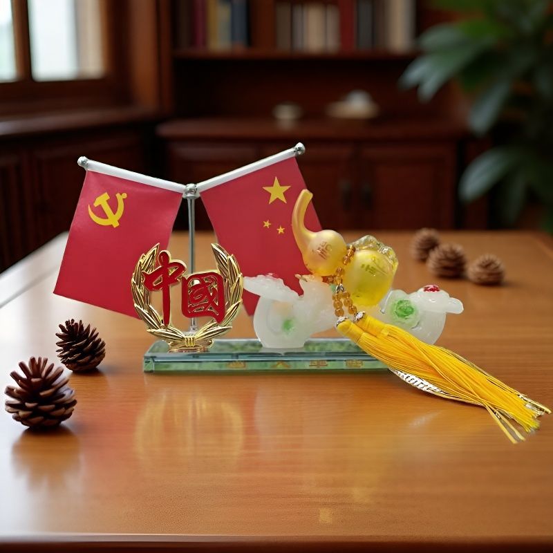 Car Perfume Holder Ruyi Gourd Car Flag Ornament Small Red Flag Center Console Interior Decoration Accessories