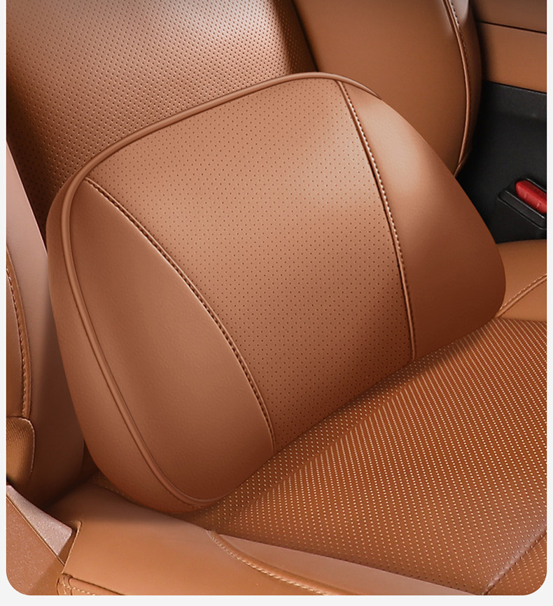 Car lumbar support cushion, genuine leather car seat cushion, backrest lumbar support, driver's seat cowhide headrest and neck support set