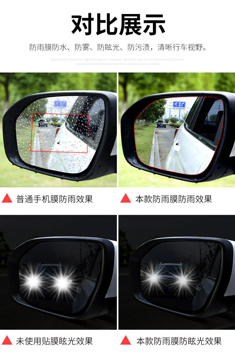 Rearview Mirror Rain-Proof Film for Cars, Reflective Reversing Mirror Rain-Proof Gadget, Anti-Fog Waterproof Glass Film for Rainy Days