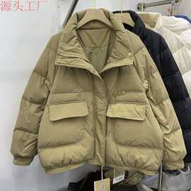 立领短款羽绒服外套女冬季小个子加厚保暖时尚宽松百搭面包服上衣