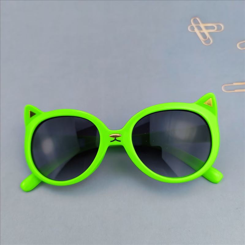 Round Frame Glasses Style Cute Novelty Sweet Cat Ac UV400 Protection Tinted Lenses Round Frame Full Frame Kids Sunglasses