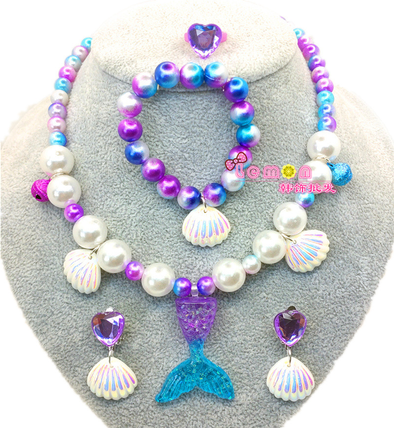 보라색 인어 꼬리 5 피스 세트