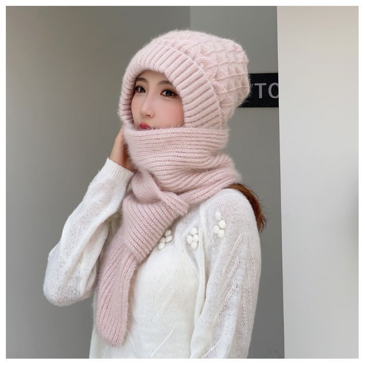 El otoño y el invierno de la moda caliente sombrero de punto de la bufanda sombrero de lana integrado sombrero de protección del oído