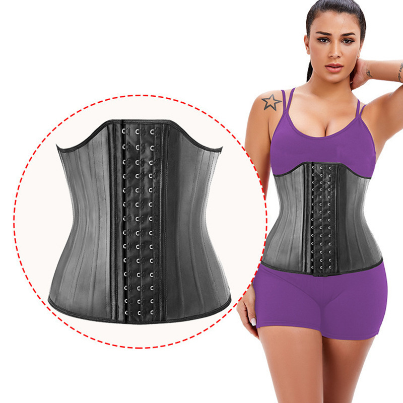 Cross-Border Glossy Latex Shapewear Waist Trainer Breast Support Belt Postpartum Fitness Sports Buttoned Abdominal Belt