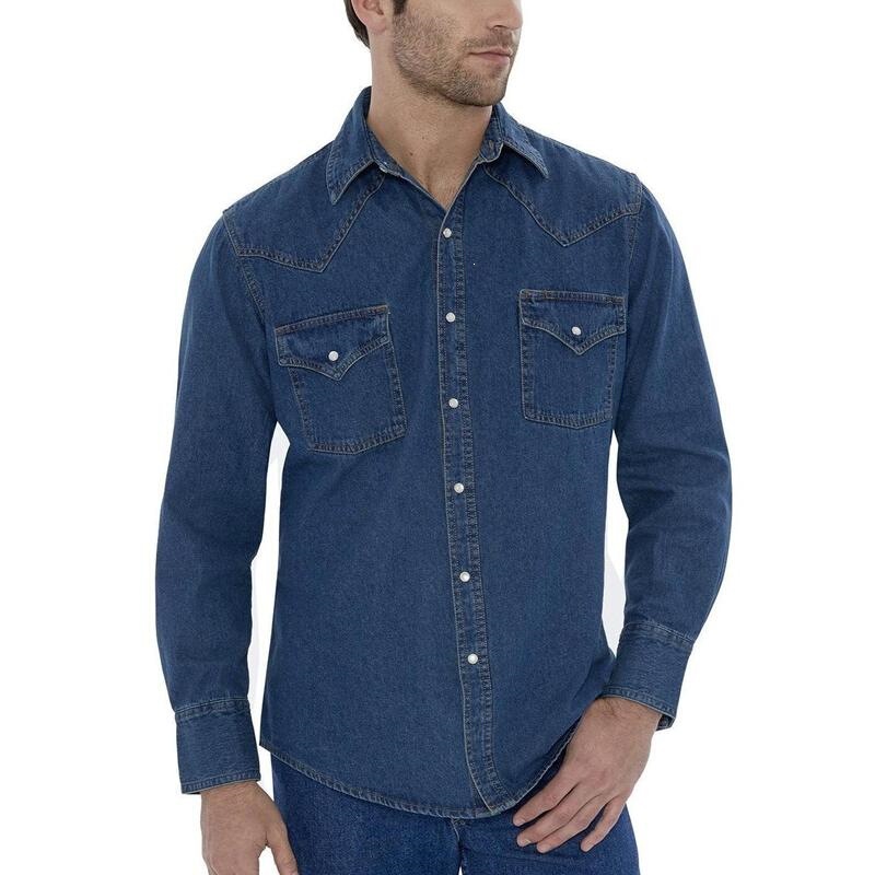 T 64105 Fashionable Distressed Wash Denim Shirt