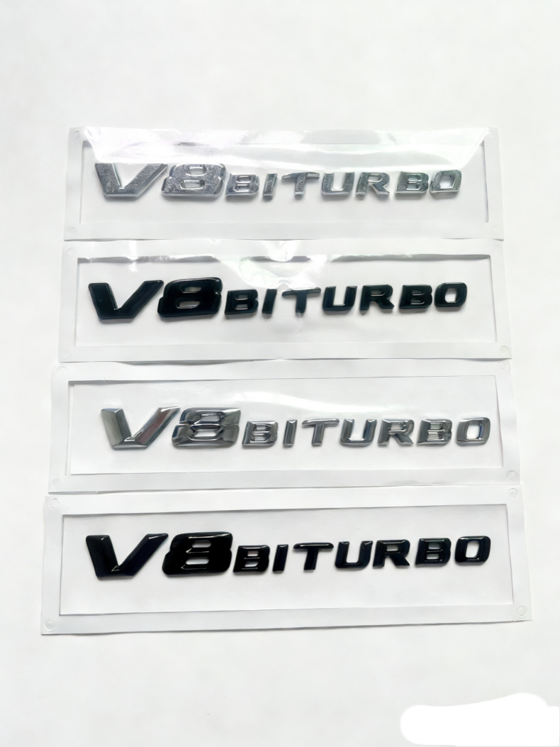 Suitable for Mercedes-Benz's New V8Biturbo Side Emblem C63 G63 S65 Fender V12 Supercharged Car Emblem Letters