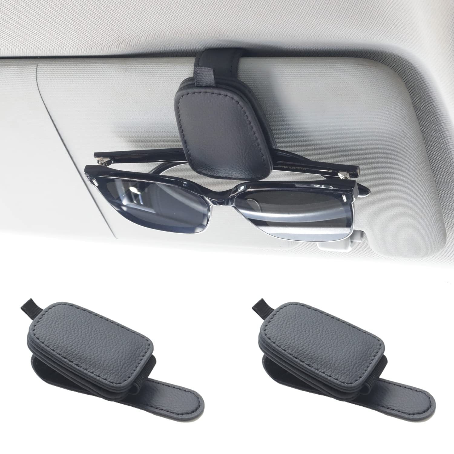 Factory Direct Sales Cross-Border Car Glasses Clip, Multi-Functional Car Sunglasses Storage Clip, Car Leather Interior Accessories