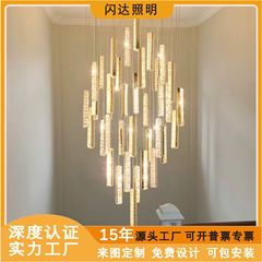 リビングルームのシャンデリア、モダンでシンプルな中空階段ランプ、二重建物のヴィラクリスタルシャンデリア、軽くて豪華なクリスタルシャンデリア