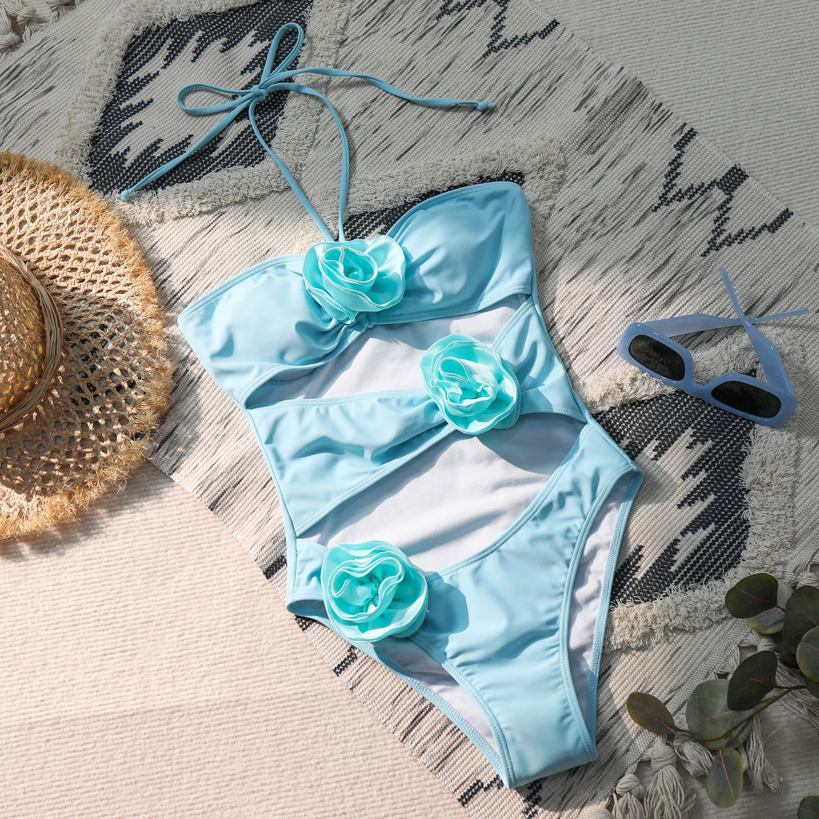 189g Weight Sleeveless Sleeve Length Polyester Fabric Type Regular Top Length One-pieces Tops Type 1 Piece Quantity Swimming Pool Occasion Halter Neck Neckline Regular Fit Fit Type Solid Color Pattern Women's Gender Beach Style Women's Lady Beach Solid Color 1 Piece One Piece Swimwear 23