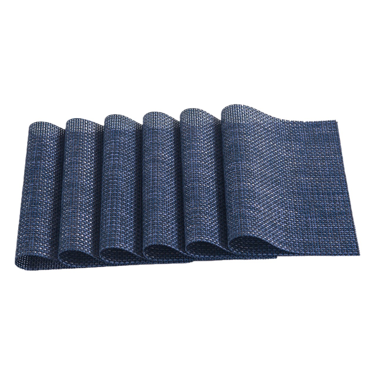 Amazon PVC mantel tejido estera de estilo Europeo de aislamiento de calor antideslizante Mesa estera Posavasos 4*4 placemat Teslin en stock al por mayor