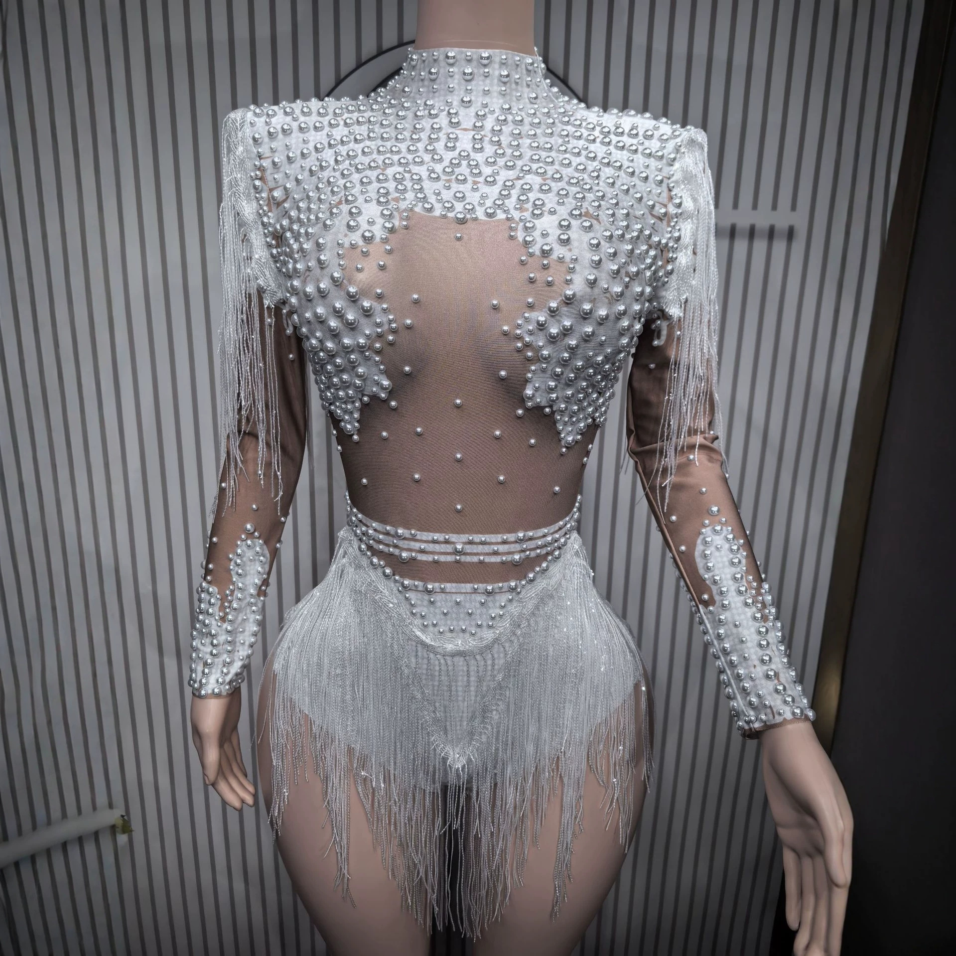 Tassel Latin Dance Competition Dress, Tiktok Live Talent Show Dress, Ballroom Performance Stage Outfit, Sexy and Sparkling