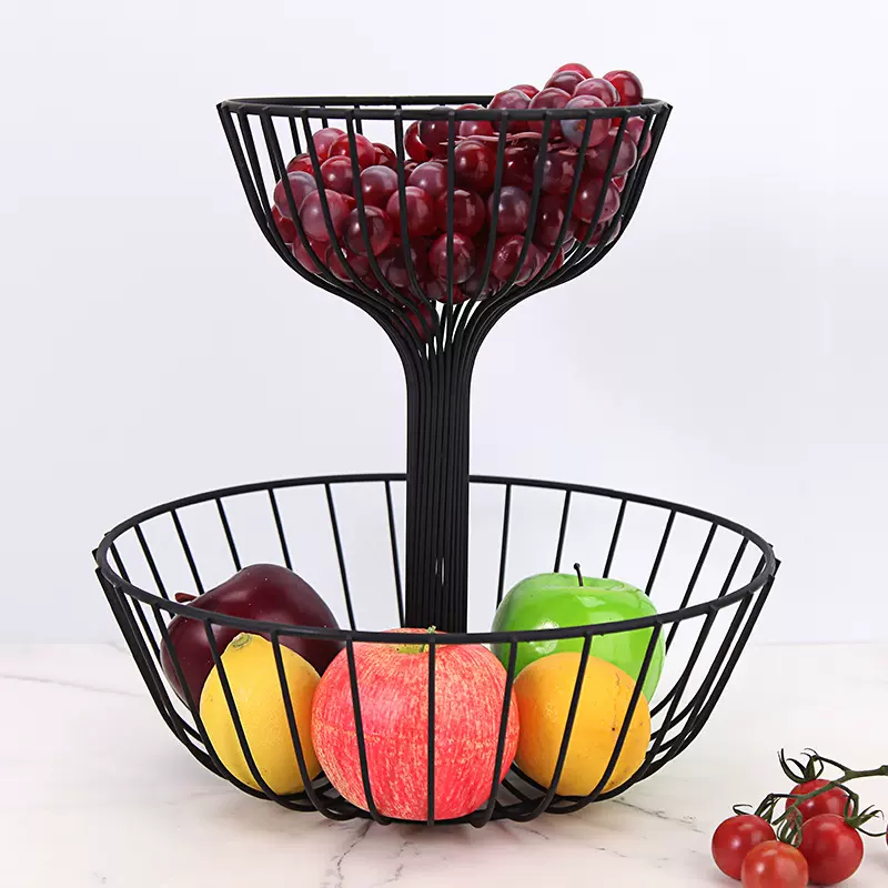 跨境网红欧式客厅双层水果篮时尚创意水果盘零食点心盆糖果收纳篮