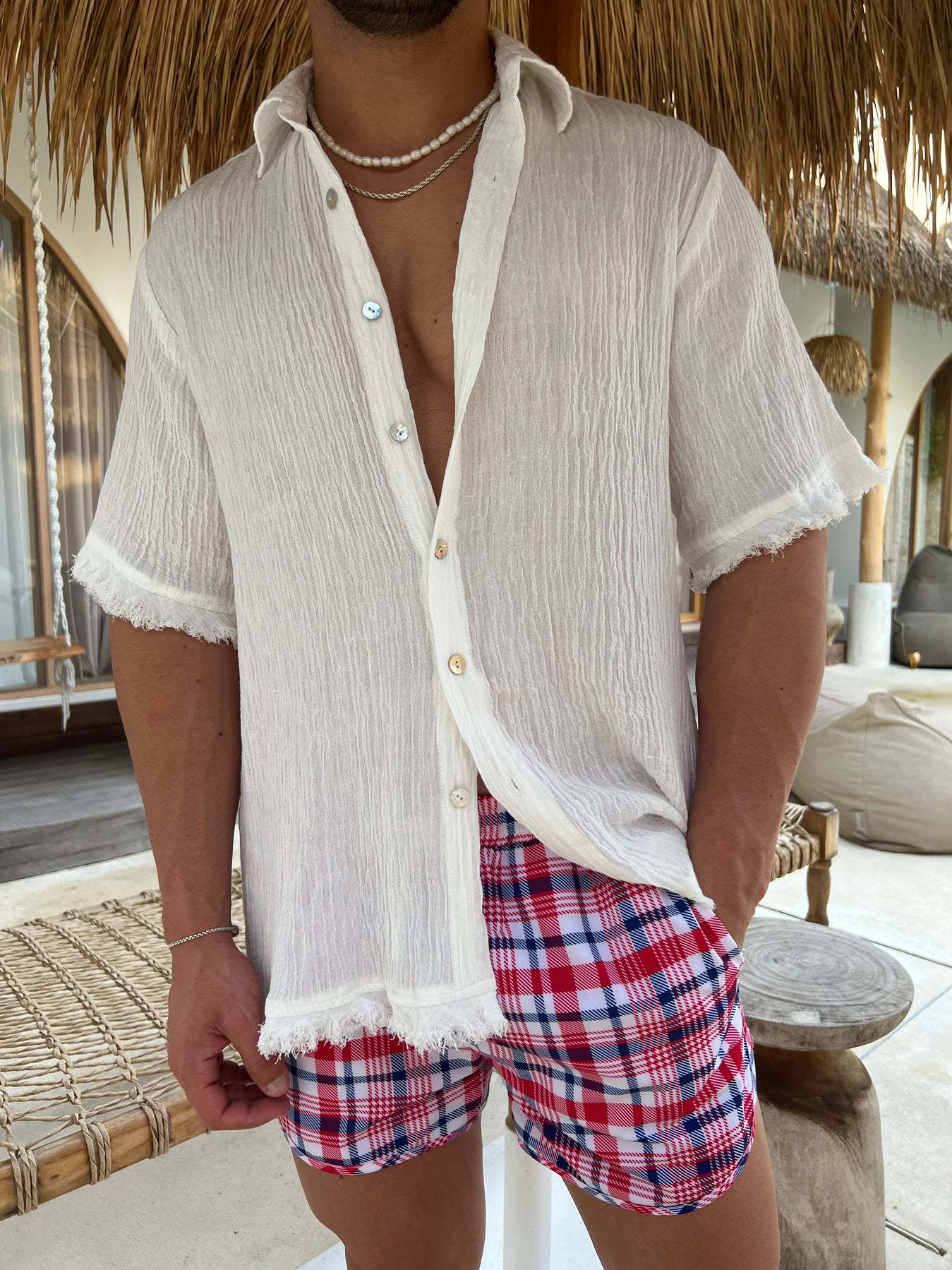 Title 4, Mens Cotton Linen Short Sleeved Casual Loose F...