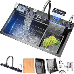 �N�����P�ˮ�� 304 Stainless Steel Waterfall Kitchen Sinks