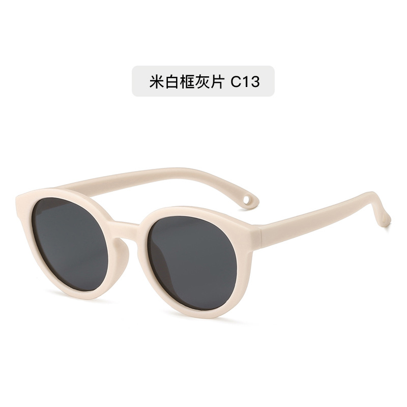 Modische weiche Silikon-Babysonnenbrillen 0-3 Jahre Kinder runde Sonnenbrille UV-Schutz Premium polarisiert hochauflösend