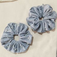 日韩ins简约纯灰色软糯针织钉珠大肠发圈轻奢气质高级木耳边发绳