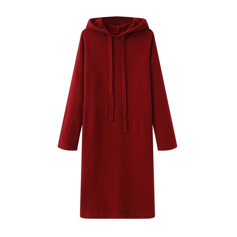 Winter knitted dress with hood