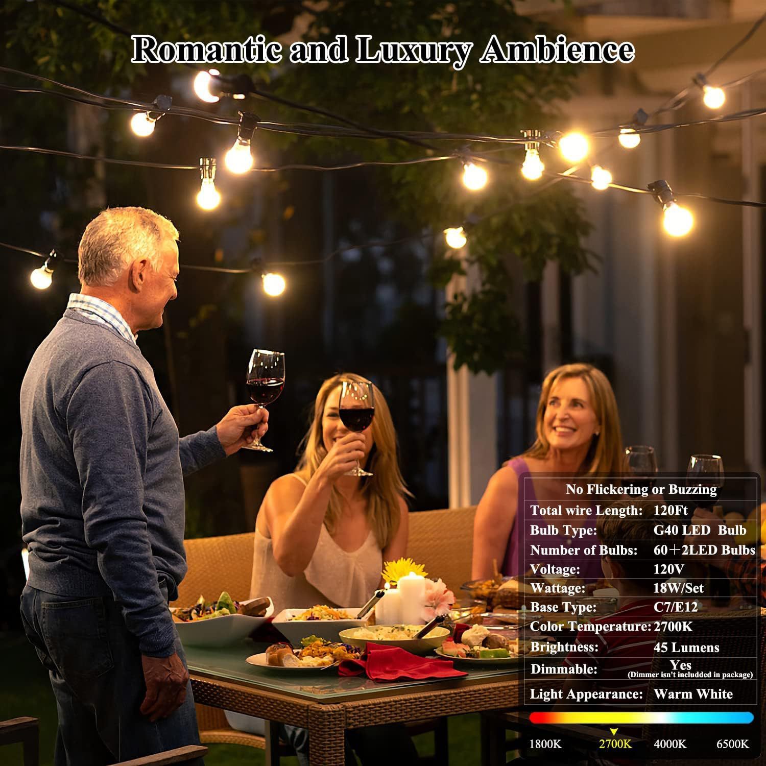 Ventas transfronterizas de cadenas de lámparas solares al aire libre vidrio plástico G40 LED de decoración de navidad g40 cadenas