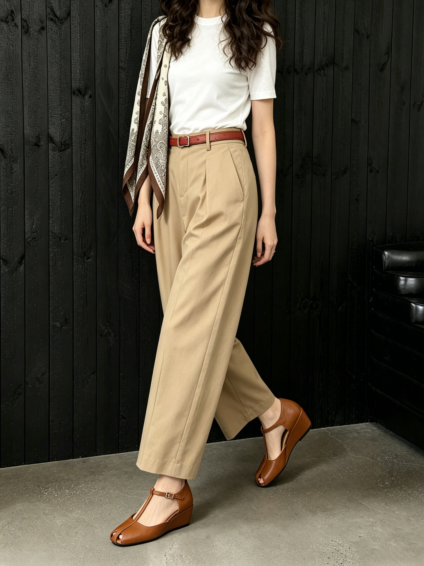 Sandal nữ cao gót phong cách Pháp cổ điển, quai chữ T, gót xuồng, mũi hở — màu nâu chi tiết 21