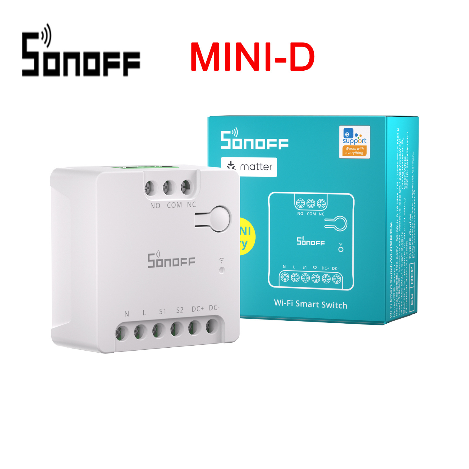 SONOFF MINI-D WiFi Smart Switch Support AC/DC Power Matter Dry Contact Relay