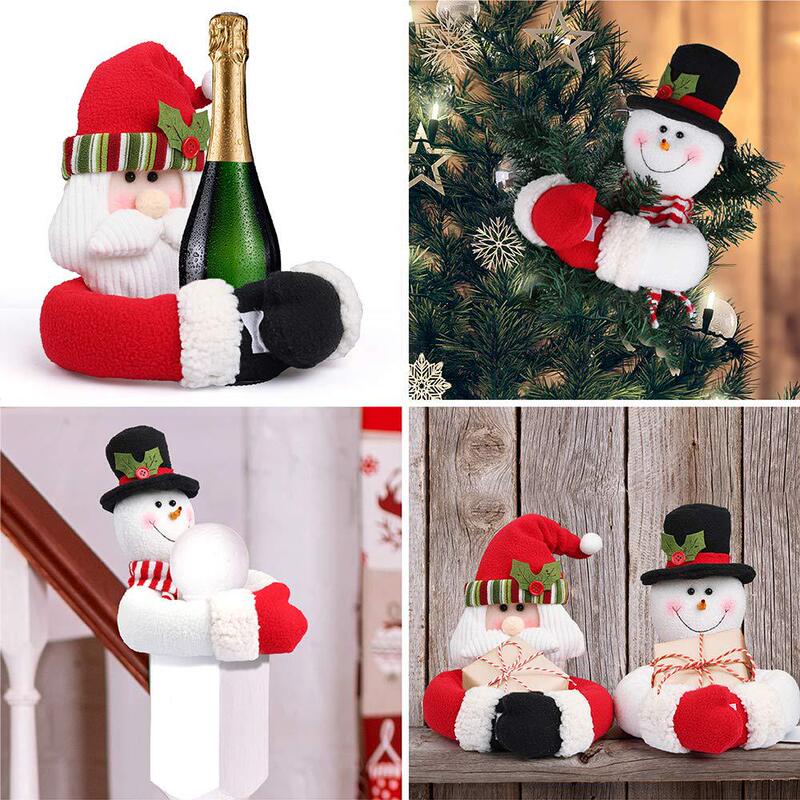 新しいクリスマス雪だるまカーテンバックルホリデー人形装飾サンタクロース装飾用品ベルクロ装飾カーテン|undefined