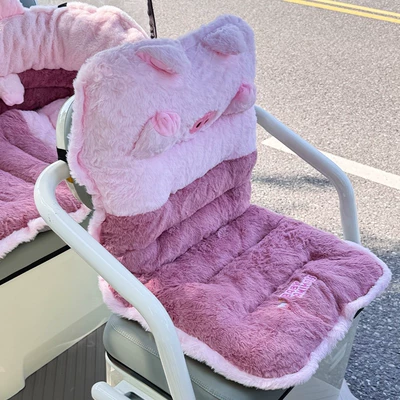Emma Electric Tricycle Seat Cover Plush Winter Lewei Xingye Xingyu Emma Warm Thickened Battery Car Cushion (Electric car cushion) - pink-piglet-front-row-80cm45cm