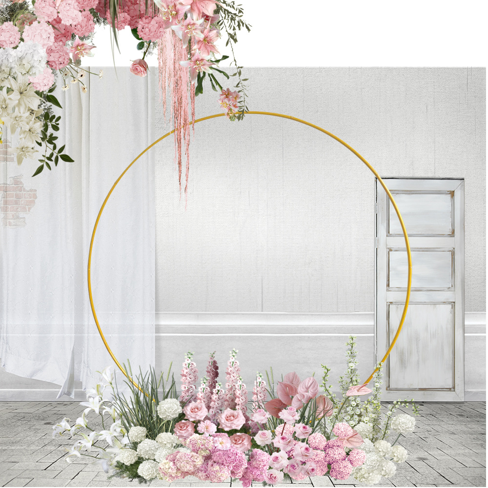 婚礼婚庆装饰气球摆件家居工厂装饰跨境金属圆形背景支架拱门轻奢