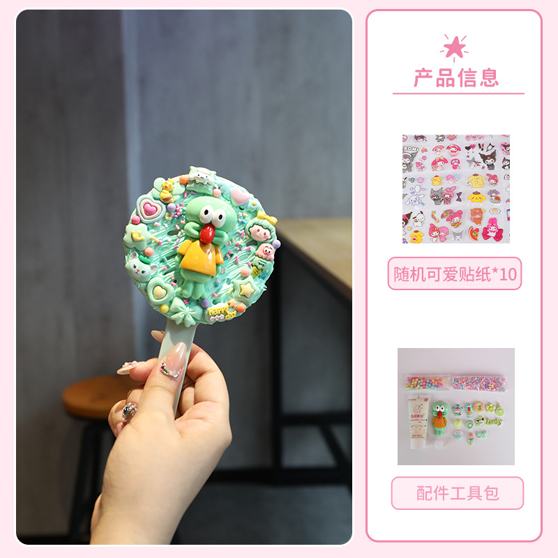 Diy para niños de mano espejo maquillaje material paquete dibujos animados hechos a mano puro pegamento de crema espejo juguete regalos para chicas