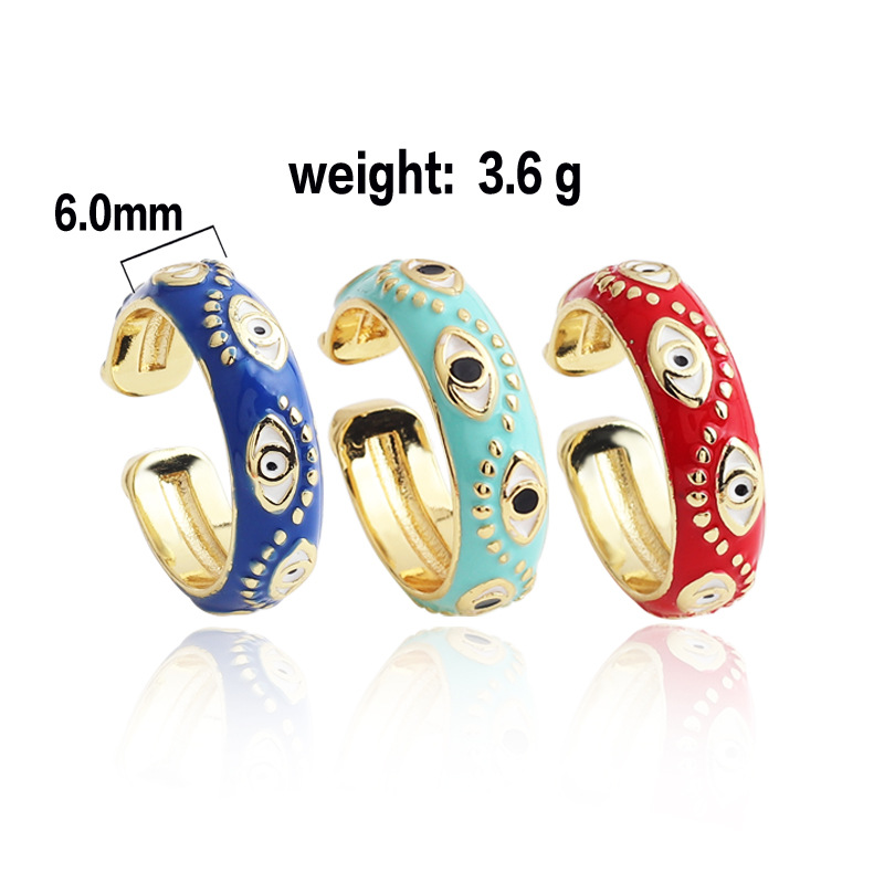 Fashion Devil's Eye Copper Open Ring Plating Copper Rings display picture 1