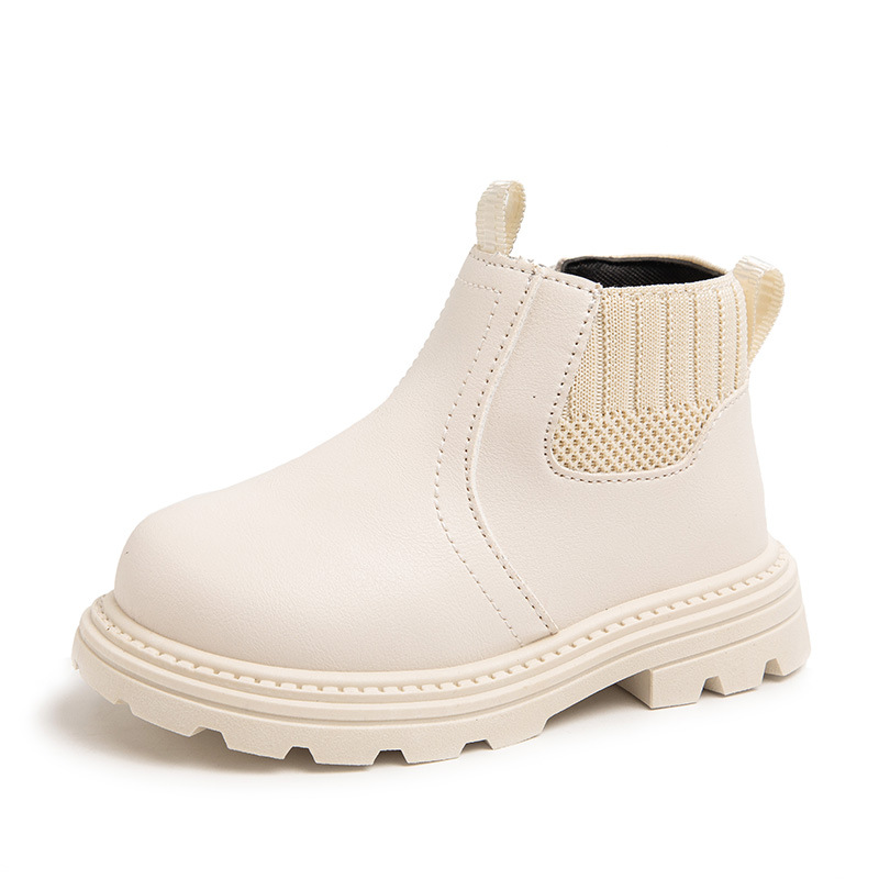 Bottes courtes en cuir pour garçons et filles Martin pour enfants, bottes simples à la mode de style britannique, automne et hiver 2024_voghion.com