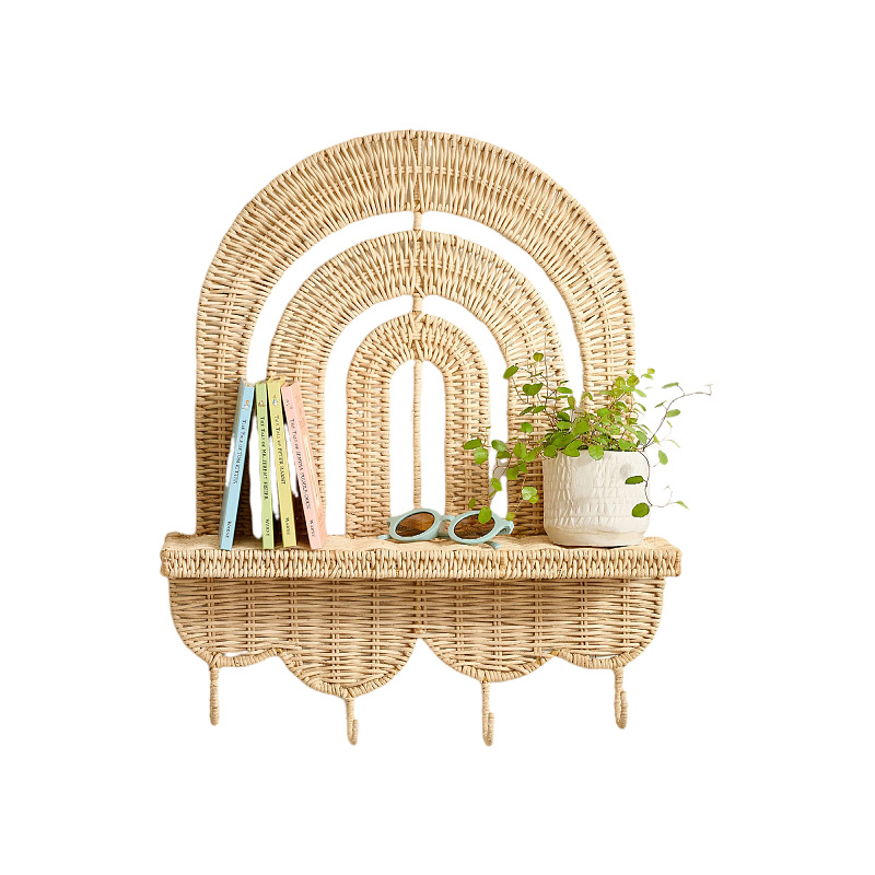 Soporte para llaves de pared de entrada de ratán Soporte para decoración de la habitación de los niños Balcón tejido a mano Soporte para macetas de plantas verdes suculentas image 6