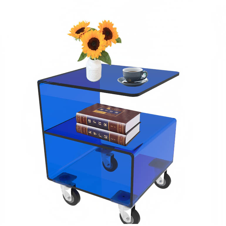 工厂批发亚克力茶几可移动角几简易小茶桌沙发边桌边柜移动床头柜