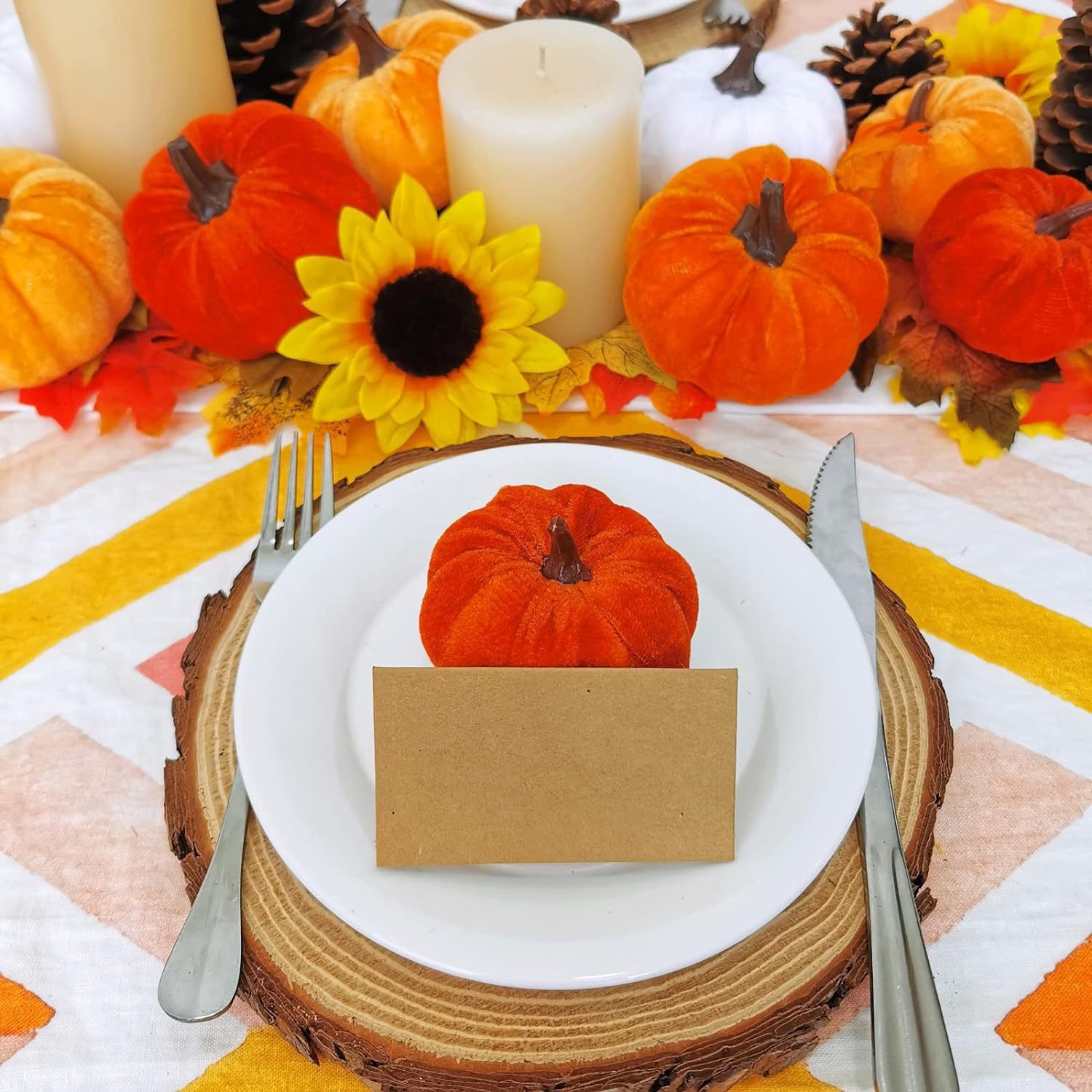 simuleret flannel græskardekoration Halloween Thanksgiving farvet klud græskarpakke festivaldekoration_voghion.com