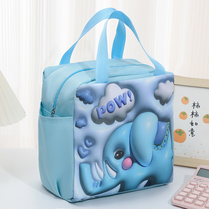 Bolsa de lonchera de expansión 3D de dibujos animados bolsa de aislamiento de gran capacidad de doble bolsillo portátil bolsa de almuerzo con comida bolsa de picnic bolsa de hielo