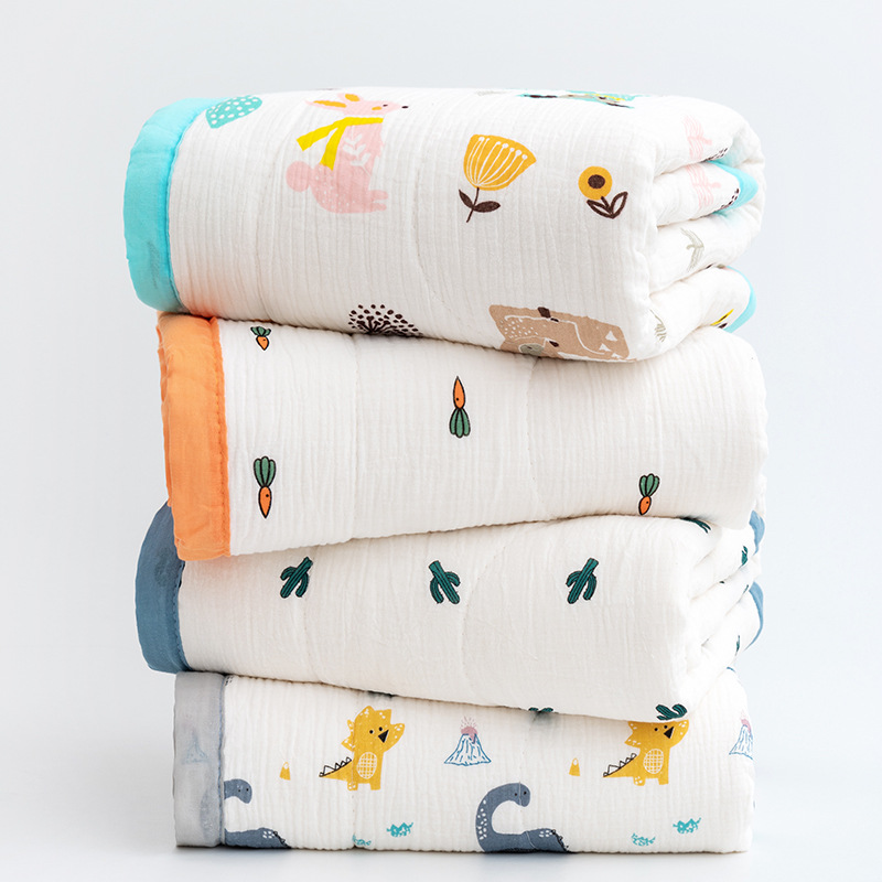 嬰兒绉布棉花被四季寶寶空調被薄新生兒蓋毯幼兒園午睡紗布小被子