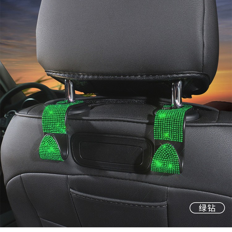 Suministros de coche gancho asiento trasero reposacabezas oculto creativo diamante-incrustado coche asiento trasero gancho multifuncional