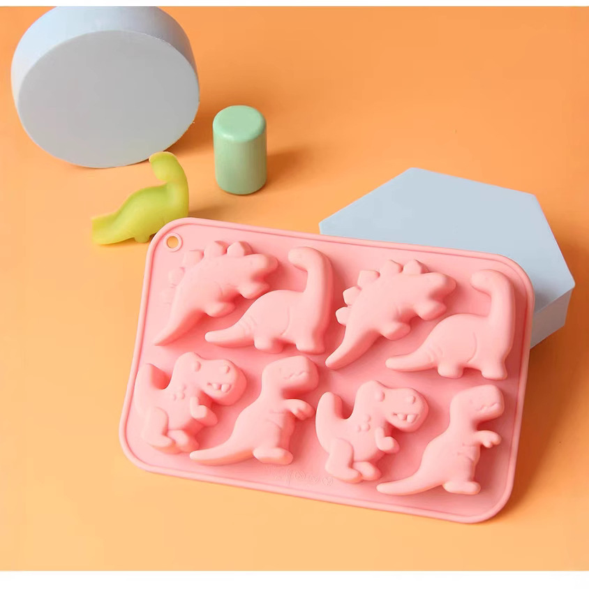 In Stock 8 Consecutive Dinosaur Silicone Mold Cake Mold Jurassic Dinosaur Baking Tool Glue Chocolate Mold