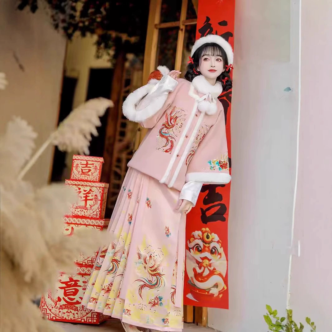Новый Ming Hanfu Xiangfeng Xianrui зимний бархатный костюм конская юбка сказочный китайский стиль