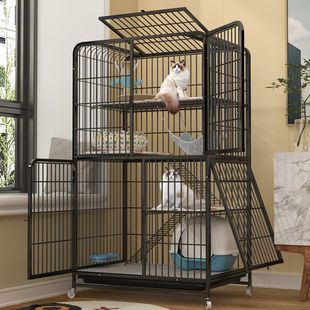Cat Cage Household Indoor Cat Villa Space with Toilet Integrated Pet Two-Story Cattery Cat House Cat Cage Competition