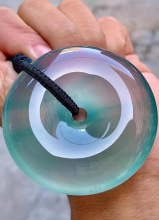 天然A货蓝水平安扣翡翠吊坠冰种玉佛飘花度母观音颈饰玉坠挂件女