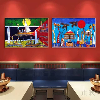 云南风情装饰画扎染蜡染图苗族民族风格挂画饭店民宿餐厅客厅壁画