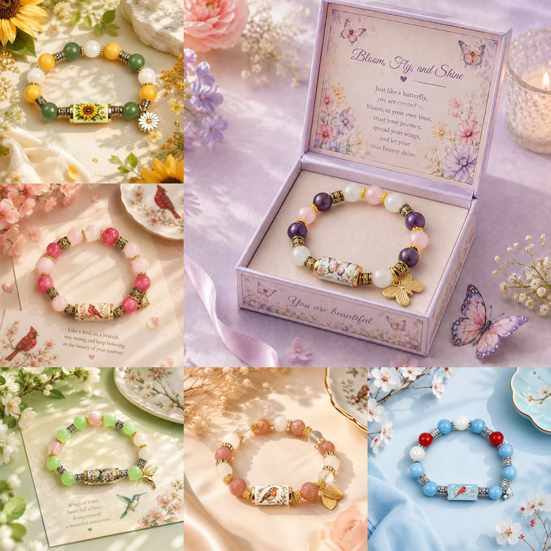 2026 Independent Website Cross-Border Hot-Selling Bracelet for Men and Women, Handmade Beaded Elastic Green Aventurine Hummingbird Bracelet, Wholesale from Manufacturer