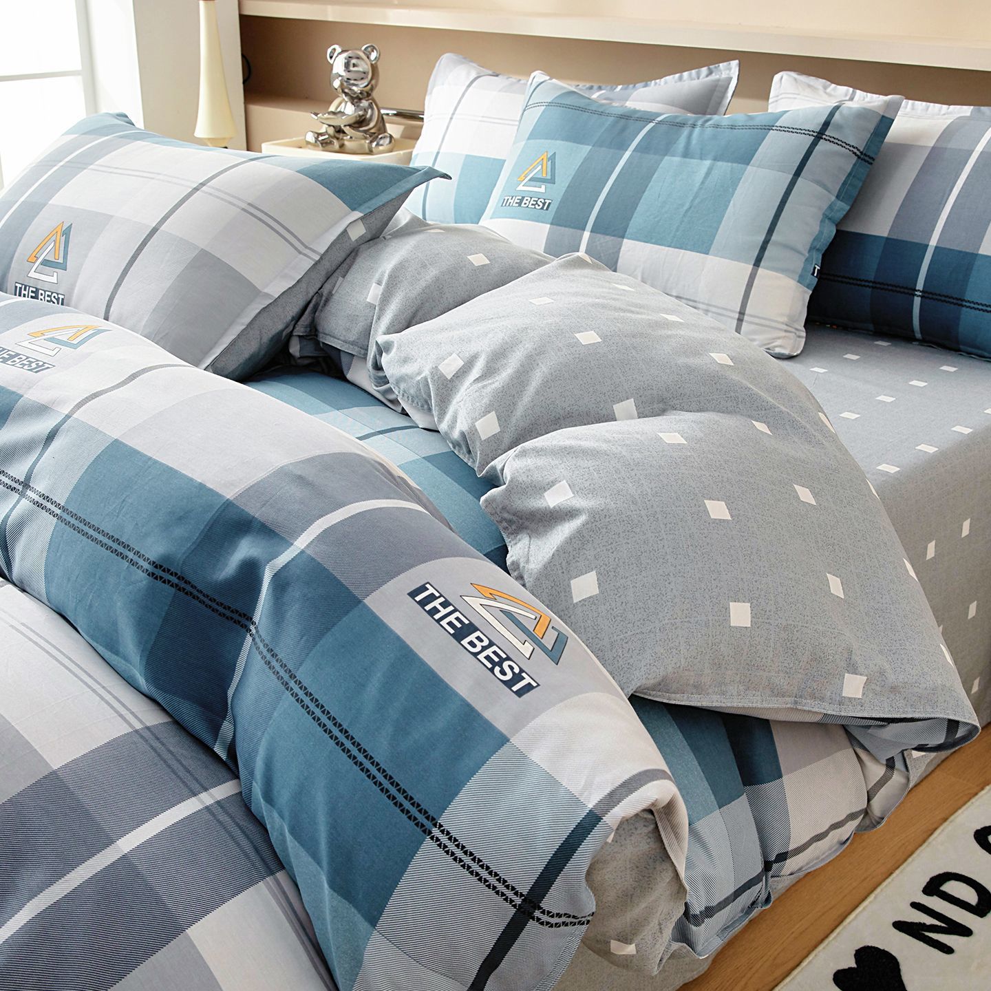 Una sola pieza de cubierta de edredón 100% de algodón 1.5 engrosado minimalista para hombres 150x200x230 edredón de rayas