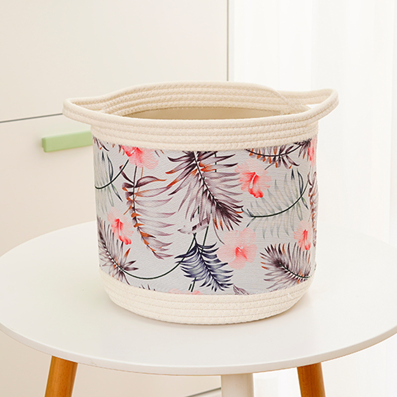 Bulk wholesale soft foldable cotton rope splicing bucket hand-held bag clothing storage basket toy organization laundry hamper