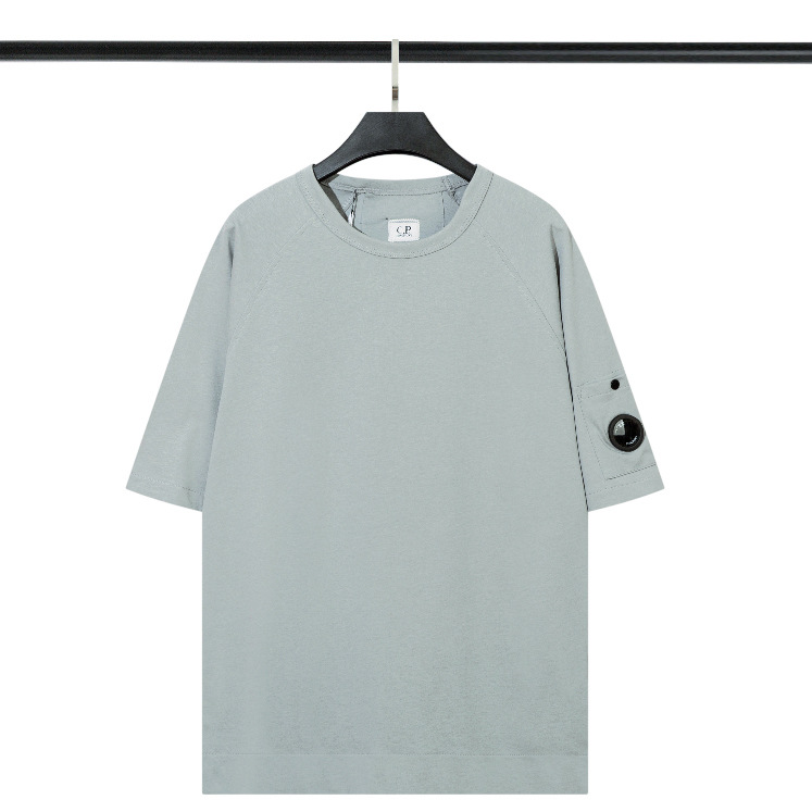 Nuevo CP verano americano estilo coreano casual suelta cuello redondo jersey doble hilo manga corta juventud hombres y mujeres moda marca media manga t