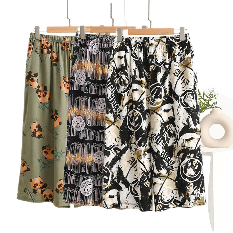 Cotton Silk Cropped Pants Men's Summer Artificial Cotton Printed Casual Pants Beach Pants Loose, Comfortable and Cool Large Size Shorts Cotton Silk Cropped Pants Men's Summer Artificial Cotton Printed Casual Pants Beach Pants Loose, Comfortable and Cool Large Size Shorts
