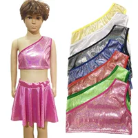Детский набор топ без лямок и юбки для мальчиков, блестящие стразы, размеры 100–180 см