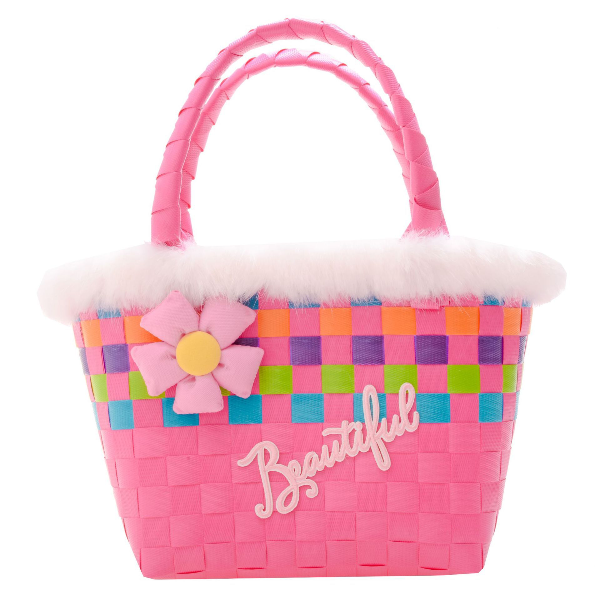 Nueva cesta de alimentos Internet celebridad bolso mano-llevar a cuadros Arco Iris tejido pequeño bolso cuadrado de las niñas de dibujos animados de ajedrez bandeja de almacenamiento bolsa