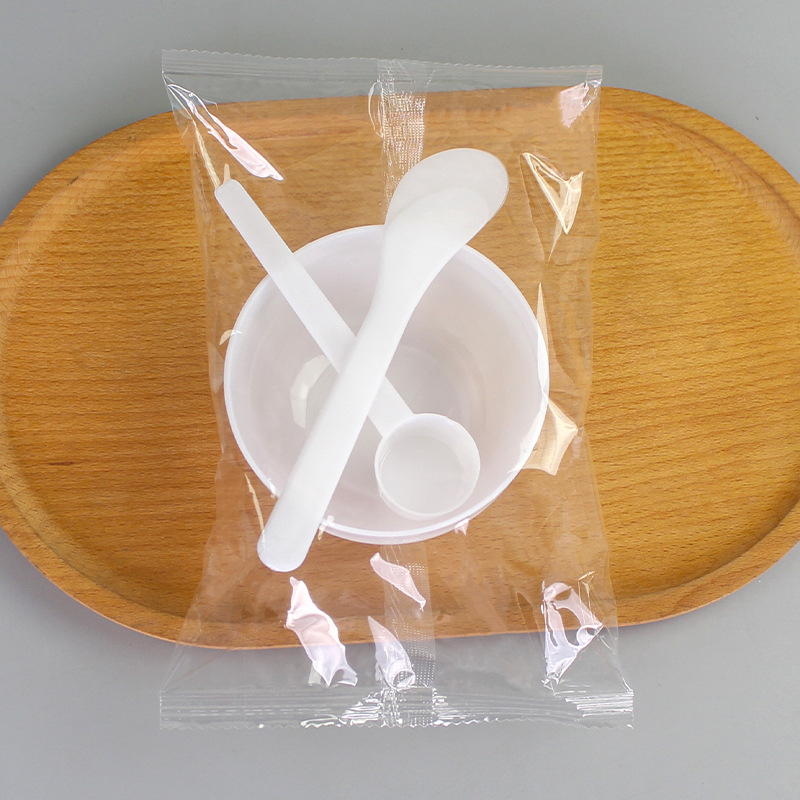 Beauty mask bowl separate packaging makeup spa tool three-piece set plastic small bowl mixing rod measuring scale spoon